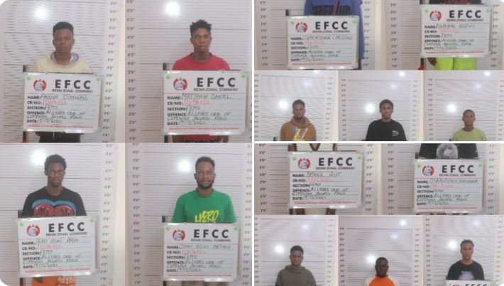 EFCC arraigned 12 internet fraudsters in Benin City