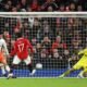 Manchester United's Fred scores their third goal past West Ham United's Alphonse Areola