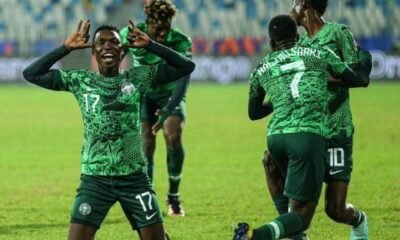 Nigeria's Jude Sunday celebrates his goal with his team mates