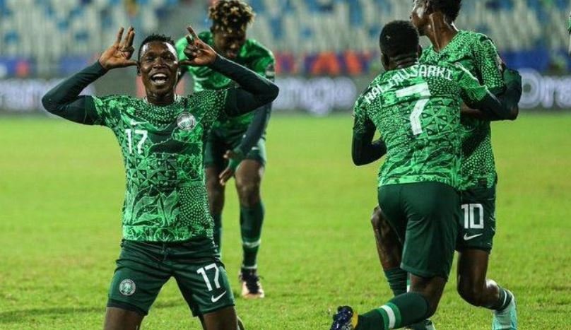 Nigeria's Jude Sunday celebrates his goal with his team mates