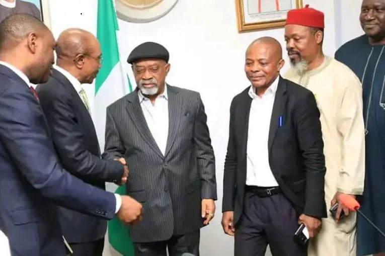 Nigeria's Labour Minister, Chris Ngige, CBN Governor, Godwin Emefiele and NLC President Joe Ajaero met to discuss naira scarcity