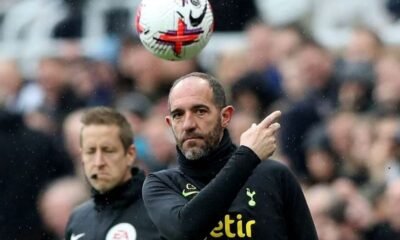 Tottenham Hotspur manager Cristian Stellini reacts as Newcastle thump his team