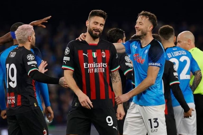 Olivier Giroud fired AC Milan into the semi-final of the Champions League