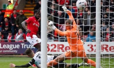 Wrexham's Jacob Mendy scores their second goal in a five-goal thriller against Notts County