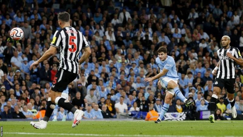 Alvarez scored nine goals in 31 Premier League appearances for City last season - his goal against Newcastle was his first of the new campaign