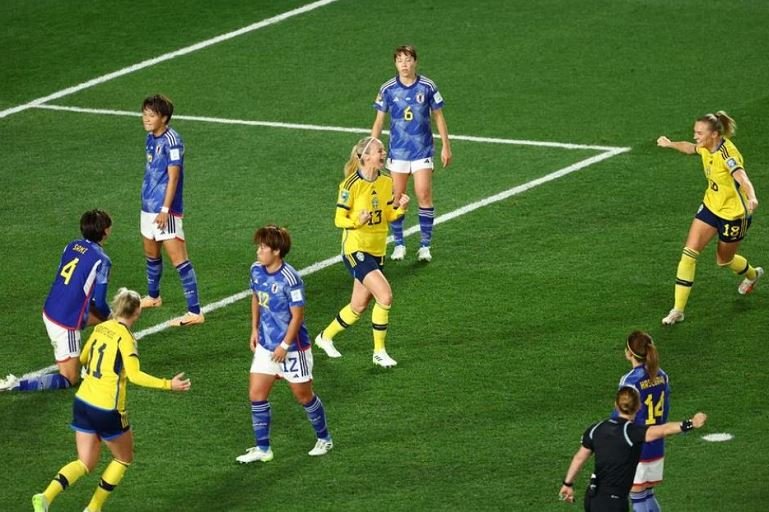 Sweden defender Amanda Ilestedt celebrates her fourth goal of the tournament REUTERS/Hannah Mckay