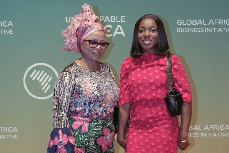 Mrs Folorunsho Alakija and another guest at the dinner
