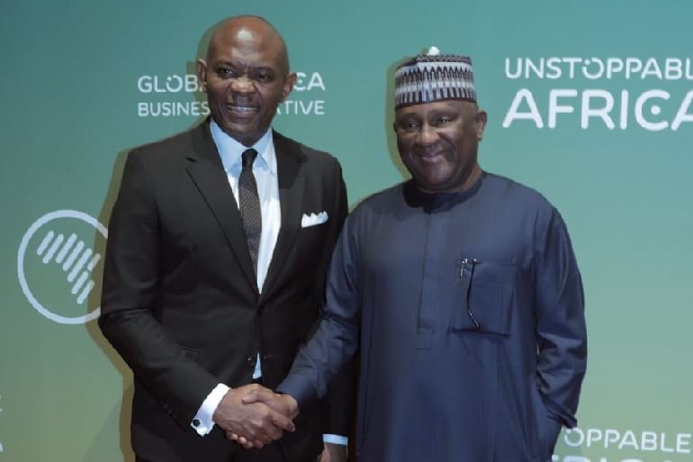 Nigerian billionaires Tony Elumelu and Abdulsamad Bua at the GABI Summit