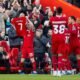 Liverpool's players showed their support for absent teammate Luis Diaz