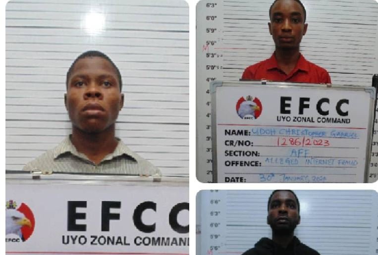 EFCC arraigns three youths for internet fraud in Uyo