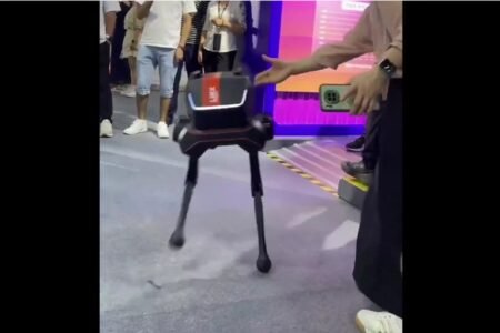 Robot suffers bullying from humans at AI exhibition