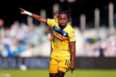 Lookman celebrates scoring for Atalanta