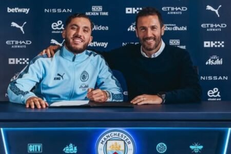 Manchester City unveil Rayan Cherki who joined from Ligue 1 side Lyon