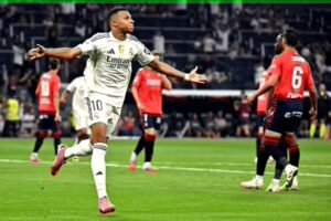 Mbappé opens account as Real Madrid edge Osasuna in season opener